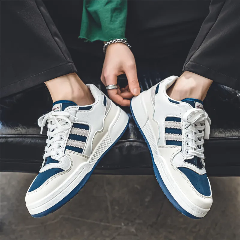 Meiretu Slip Resistant Low Top Skateboard Shoes Men's Blue-16