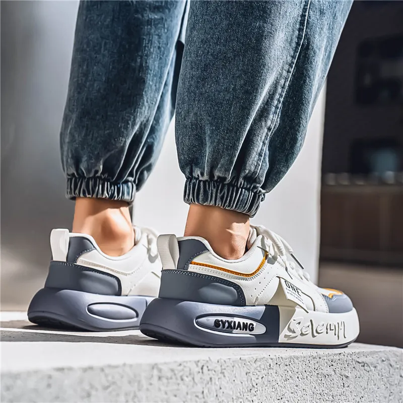 Meiretu Abrasion Resistant Breathable Height Increasing Low Top Casual Shoes Men's-8