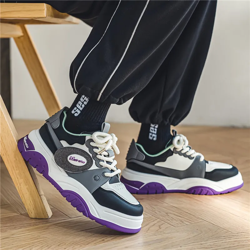 Meiretu Low Top Skateboard Shoes Men's Purple-9