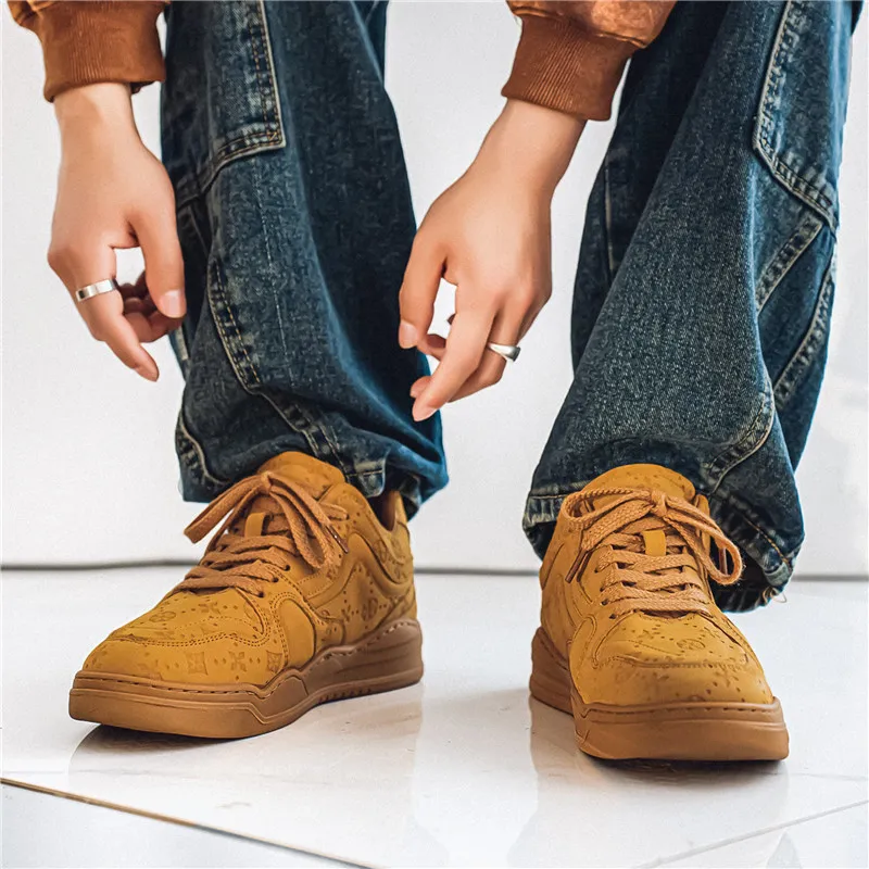 Meiretu Cushioning, Abrasion Resistant, Height Increasing Low Top Skateboard Shoes Men's-13