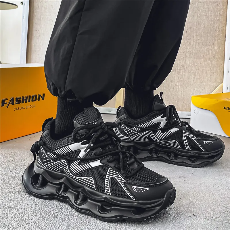 Meiretu Shock Absorbers With Slip Resistant Features Low Top Casual Shoes Men's-5