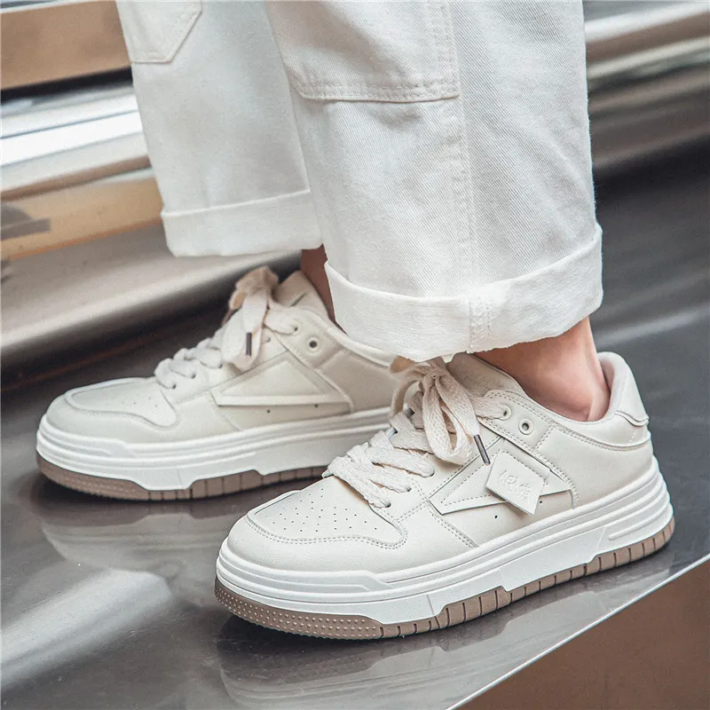 Meiretu Low Top Skateboard Shoes Men's White-10