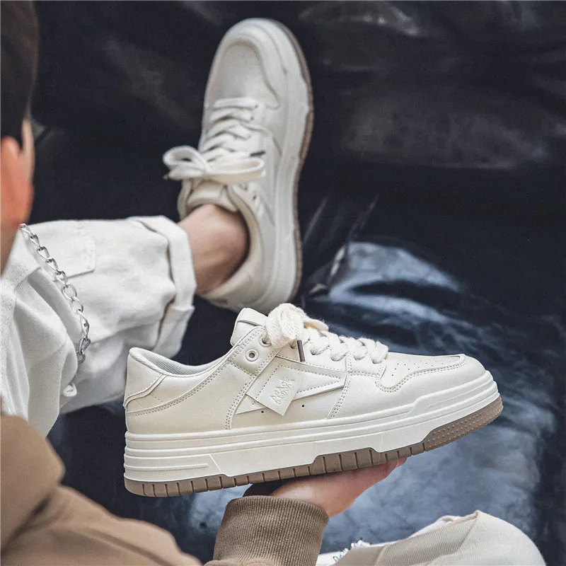 Meiretu Low Top Skateboard Shoes Men's White-7