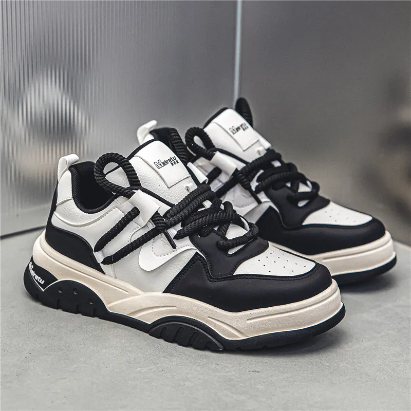 Meiretu Abrasion Resistant Height Increasing Low Top Skateboard Shoes Men's Black-9