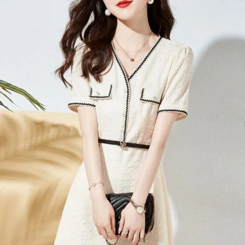 Flowers In Water Short Sleeved Dress Women's-2
