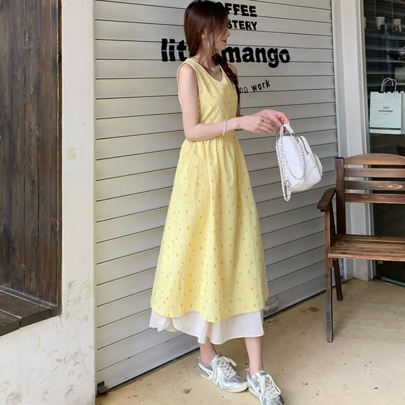 Flowers In Water Sleeveless Dress Women's-2