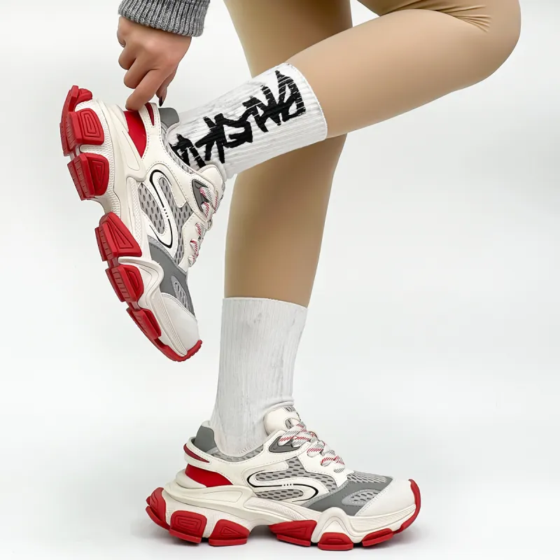 XIE SHE Height Increasing Abrasion Resistant Lightweight Low Top Chunky Sneakers Women's-24