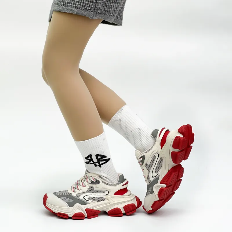 XIE SHE Height Increasing Abrasion Resistant Lightweight Low Top Chunky Sneakers Women's-25