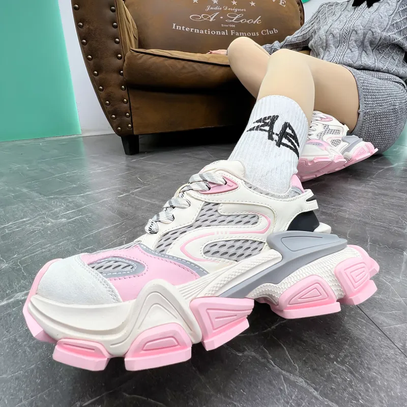 XIE SHE Height Increasing Abrasion Resistant Lightweight Low Top Chunky Sneakers Women's-6