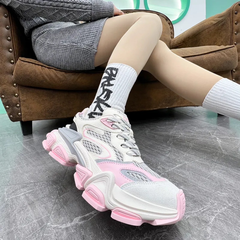 XIE SHE Height Increasing Abrasion Resistant Lightweight Low Top Chunky Sneakers Women's-5