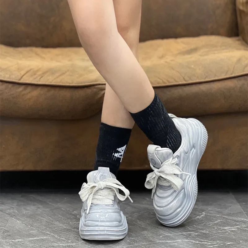XIE SHE Height Increasing Lightweight Slip-Resistant Low-Top Chunky Sneakers Unisex-6