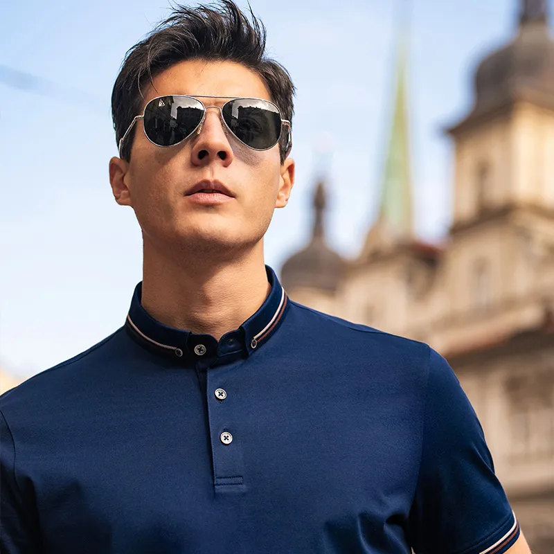 Mr.Bu Polo Shirts Men Deep Sea Blue-5