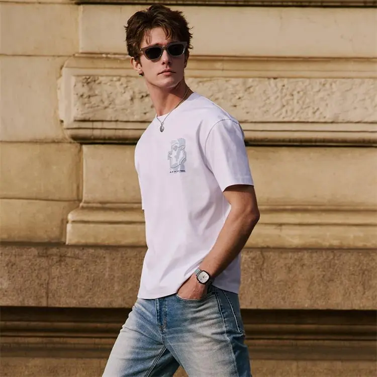 Mr.Bu T Shirts Men Moon White-4