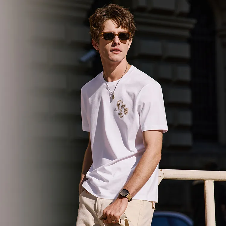 Mr.Bu T Shirts Men Moon White-4