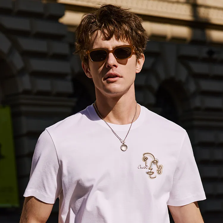 Mr.Bu T Shirts Men Moon White-5