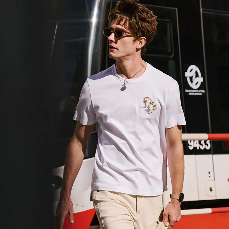 Mr.Bu T Shirts Men Moon White-2