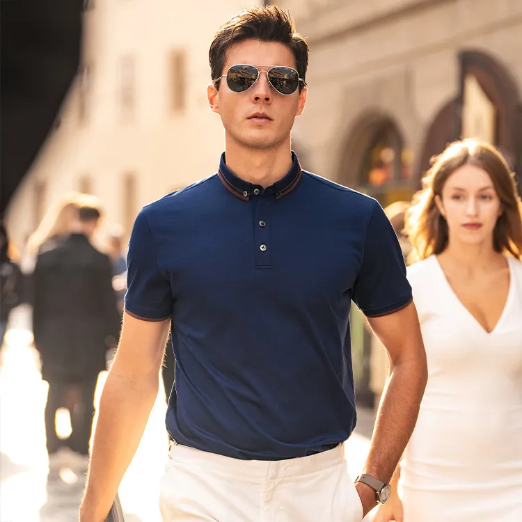 Mr.Bu Polo Shirts Men Deep Sea Blue-3