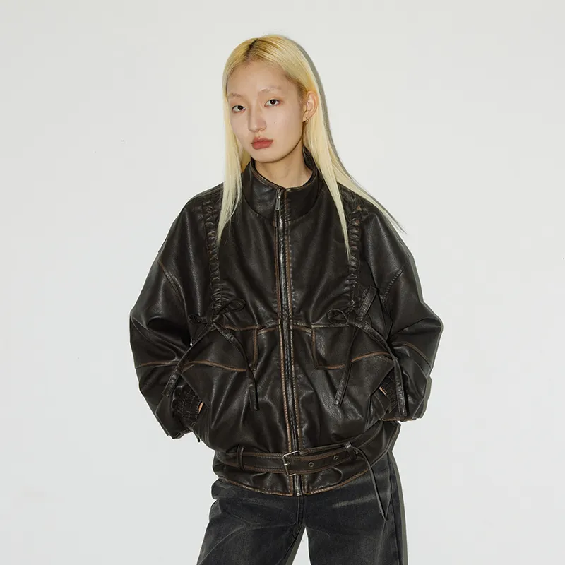 CONP Leather Jacket Unisex Coffee Brown-3