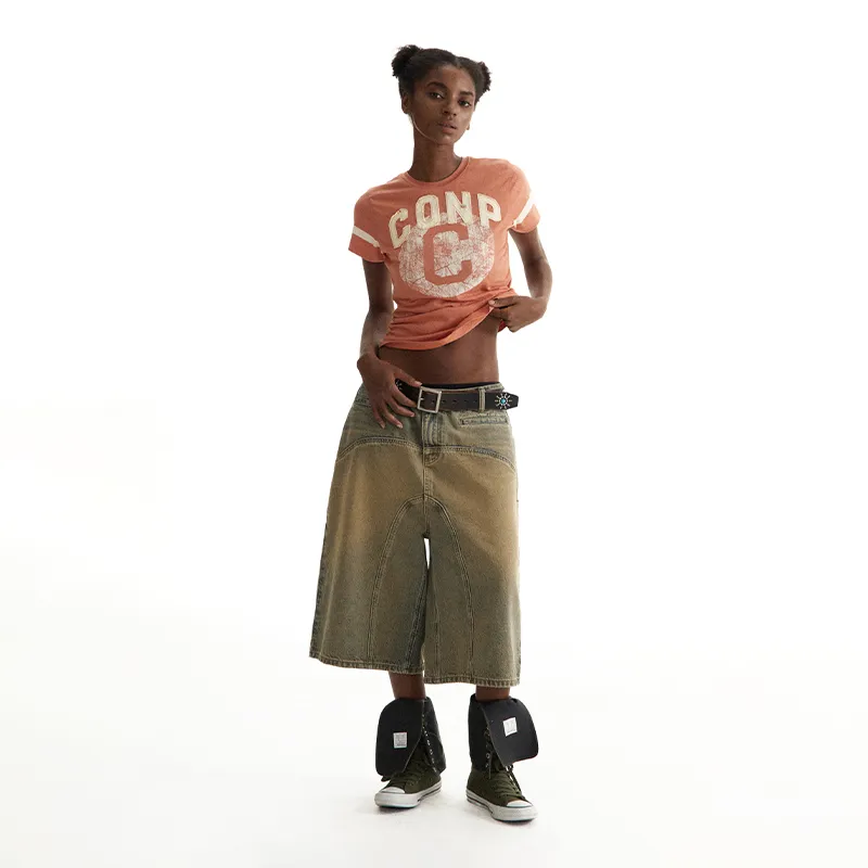 CONP Denim Shorts Unisex Khaki-5