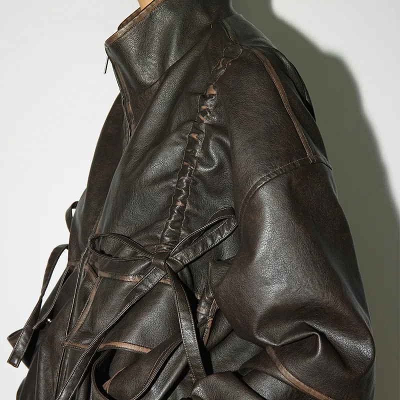 CONP Leather Jacket Unisex Coffee Brown-5