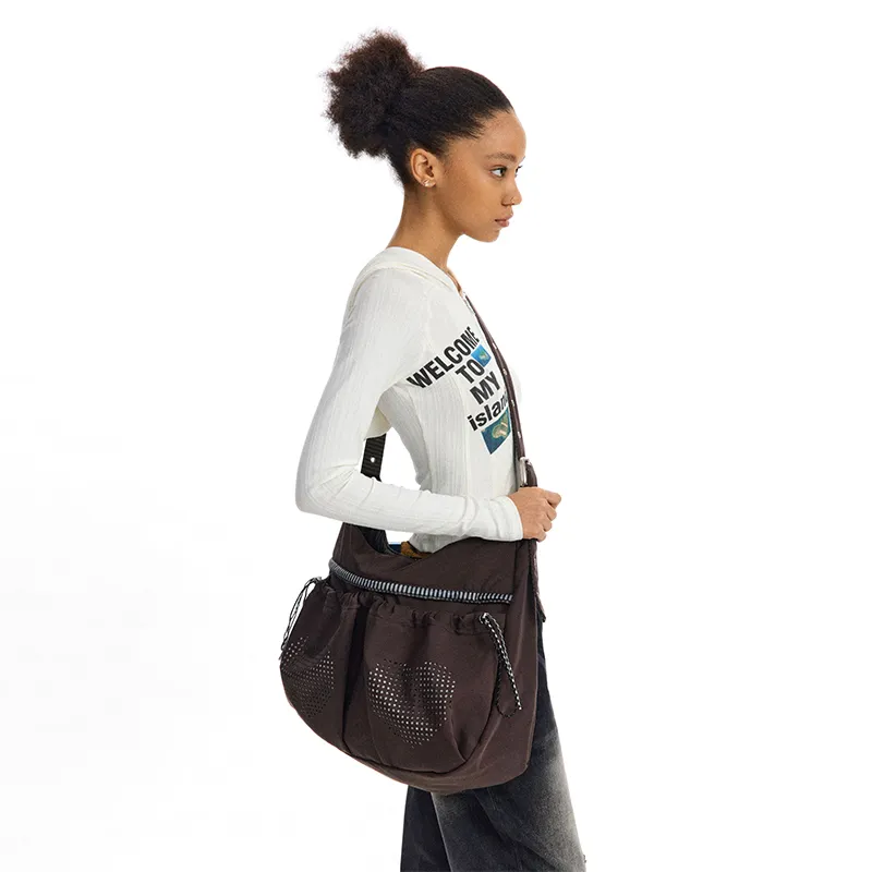 CONP Blended Material Hobo Bag Shoulder Bag Regular Women's Dark Brown-5