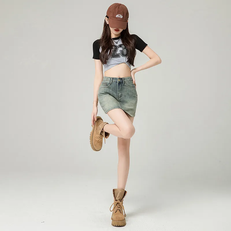 ZAZN Denim Short Skirts Women's-2