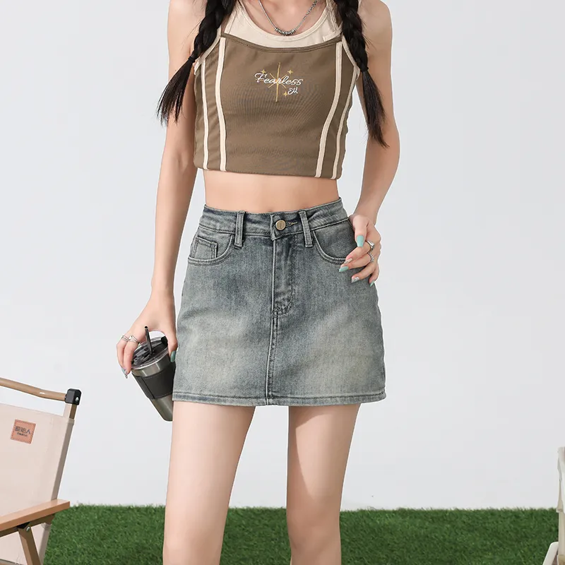 ZAZN Denim Short Skirts Women's Nostalgic Blue-3