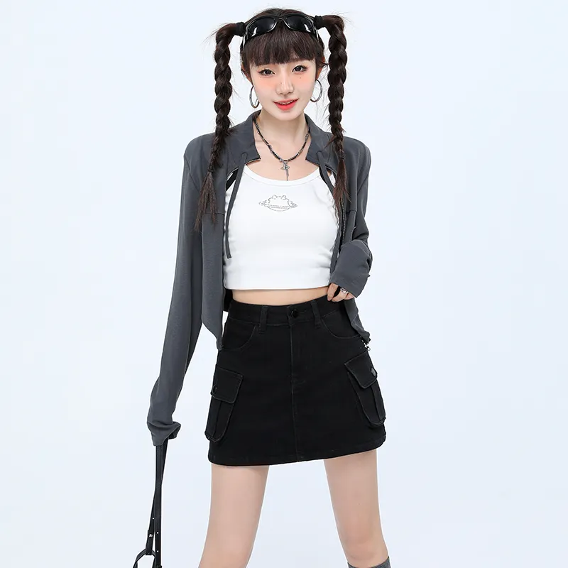 ZAZN Denim Short Skirts Women's Black-1