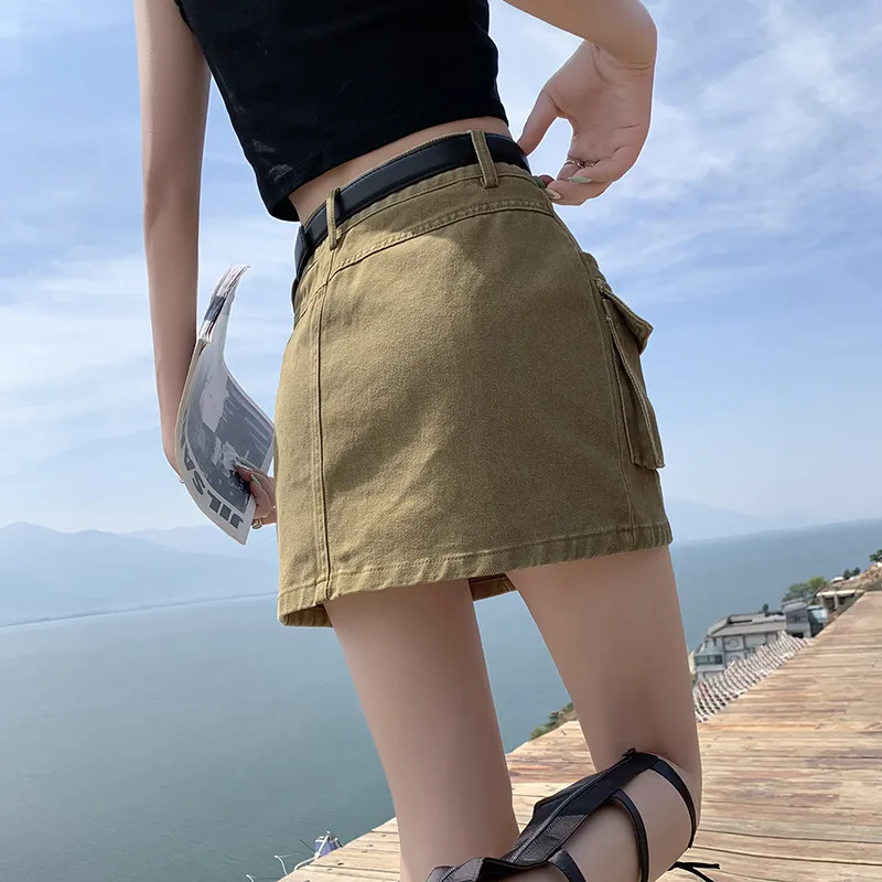 ZAZN Denim Short Skirts Women's-17