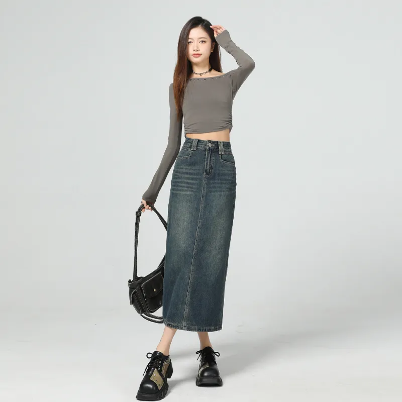 ZAZN Denim Long Skirts Women's-5