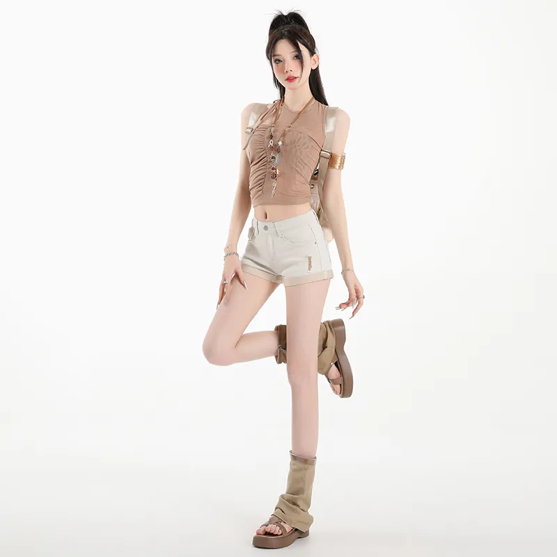 ZAZN Denim Shorts Women's Dark Blue-13