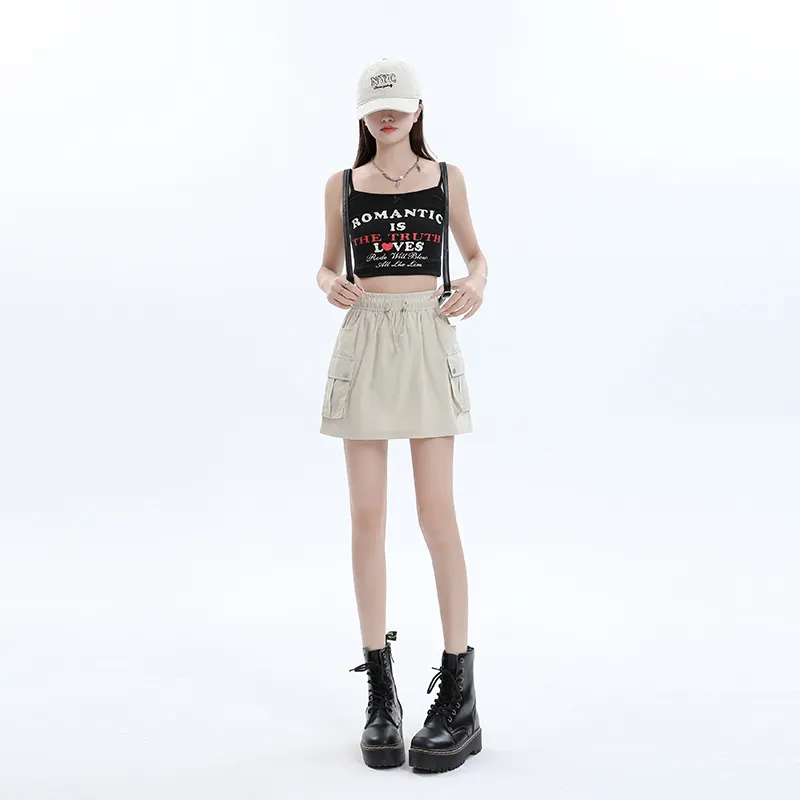 ZAZN Casual Short Skirts Women's White-5