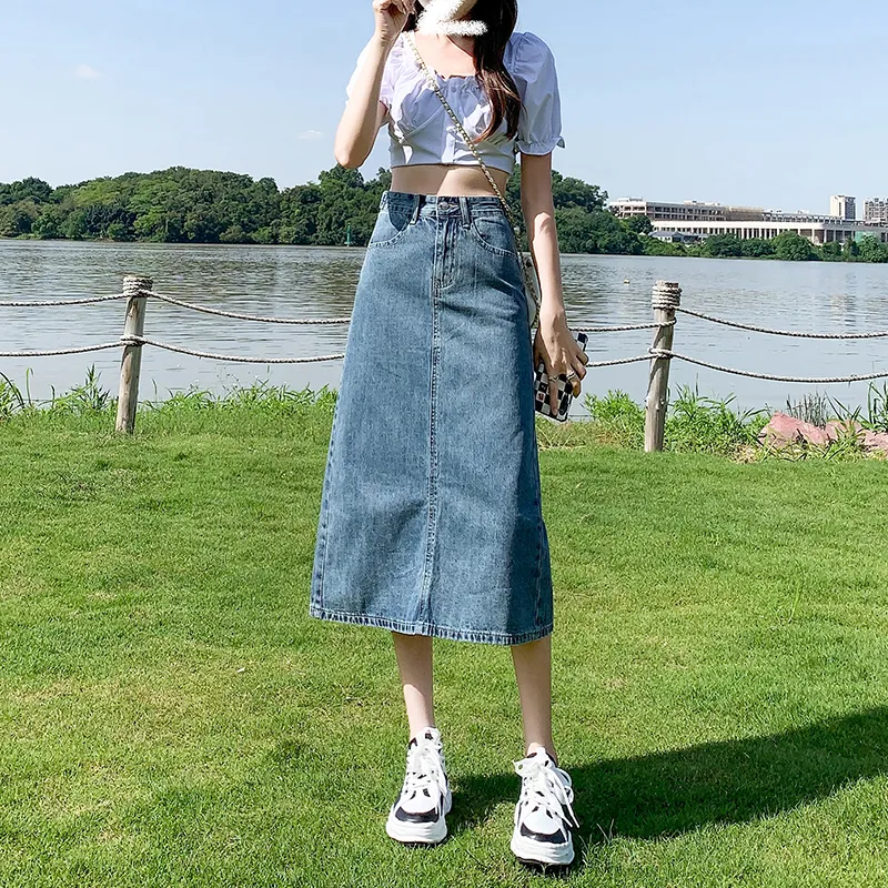 ZAZN Denim Long Skirts Women's-10