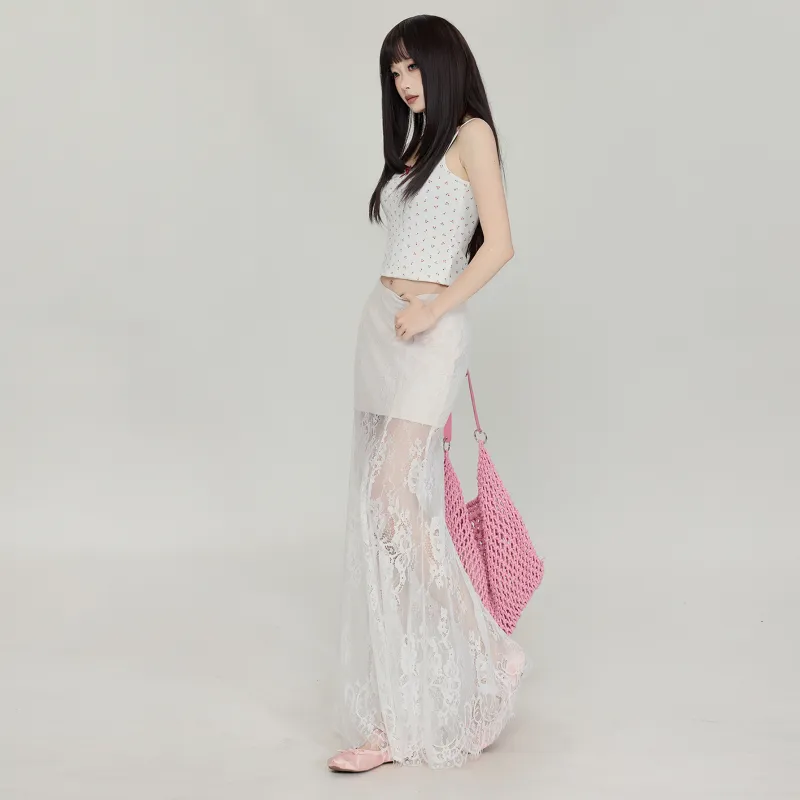 ZAZN Casual Long Skirt Women's White-3