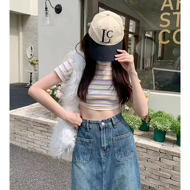 ZAZN Denim Long Skirts Women's Vintage Blue-3