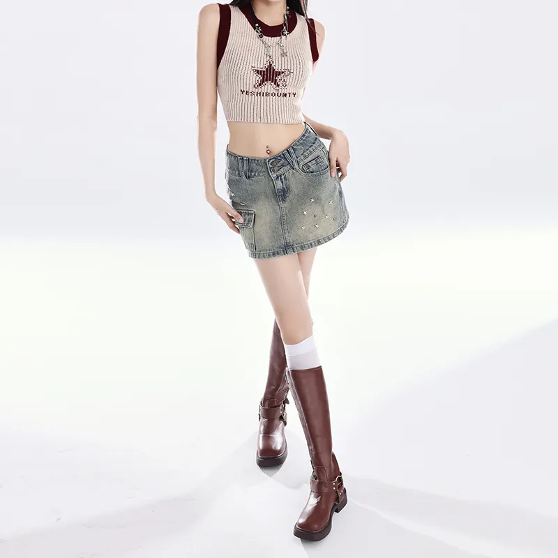 ZAZN Denim Short Skirts Women's Nostalgic Blue-0