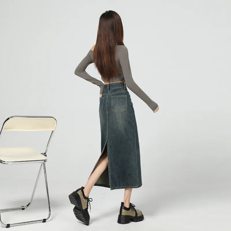 ZAZN Denim Long Skirts Women's-3