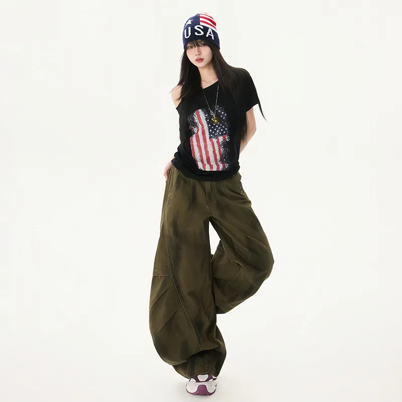 ZAZN Jeans Women's Graffiti Green-5