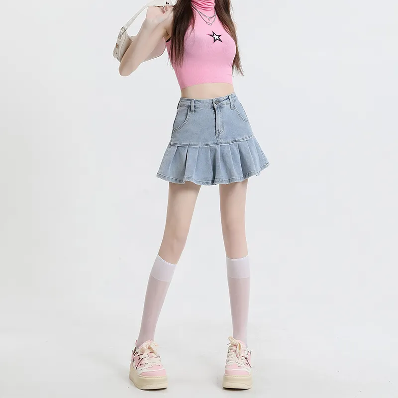 ZAZN Denim Short Skirts Women's Light Blue-5