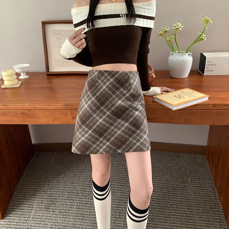 ZAZN Casual Short Skirts Women's Coffee-2