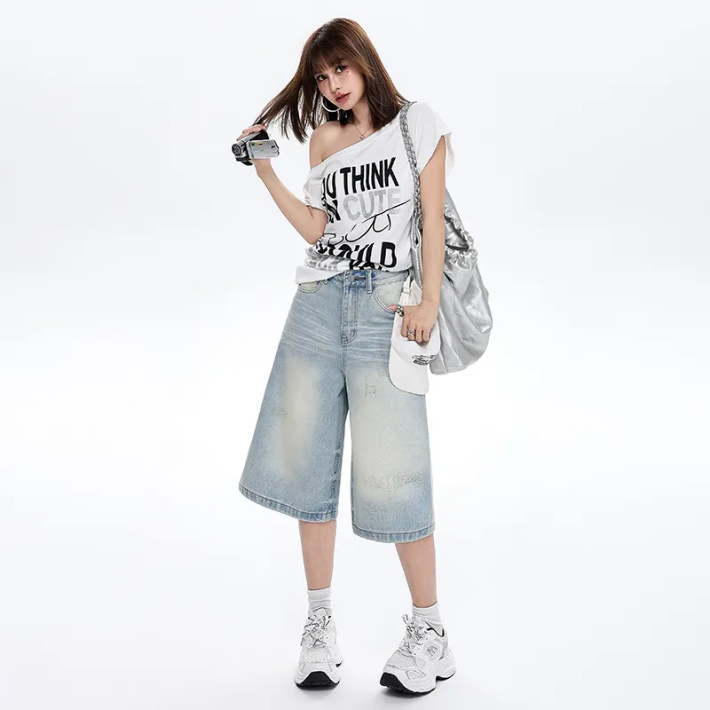 ZAZN Denim Shorts Women's Light Blue-4