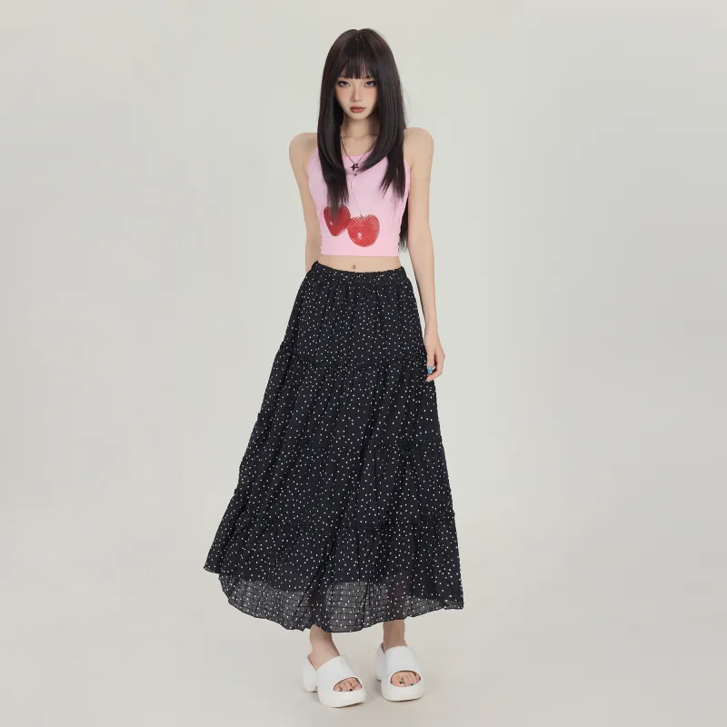 ZAZN Casual Long Skirt Women's Black-4