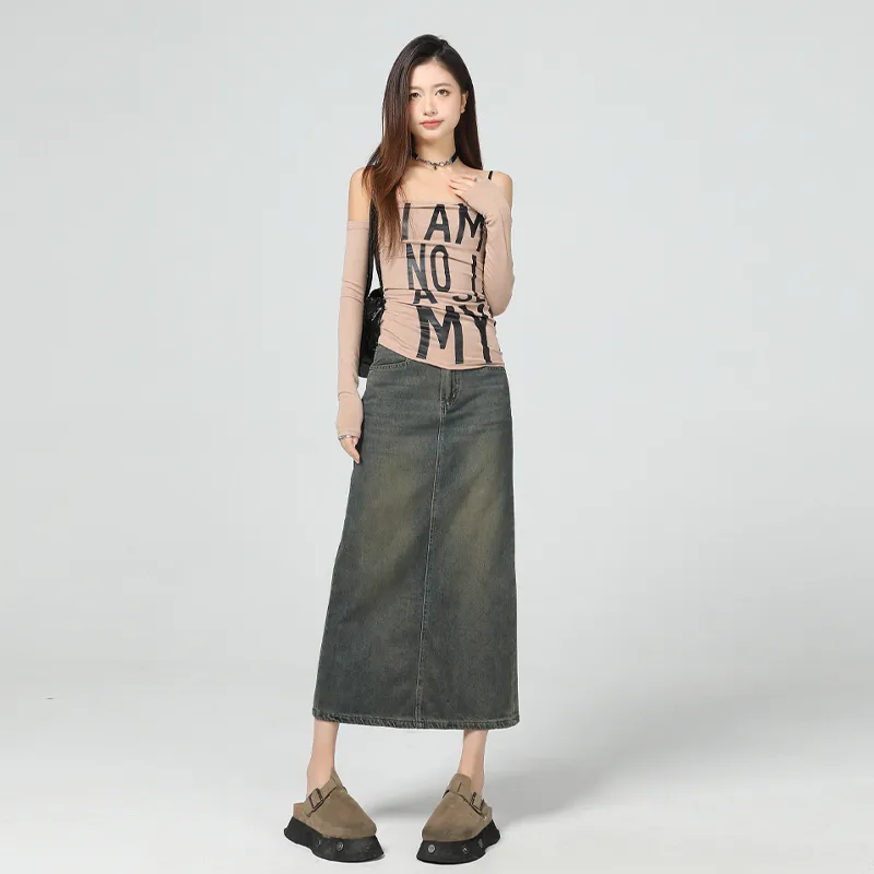 ZAZN Denim Long Skirts Women's-13