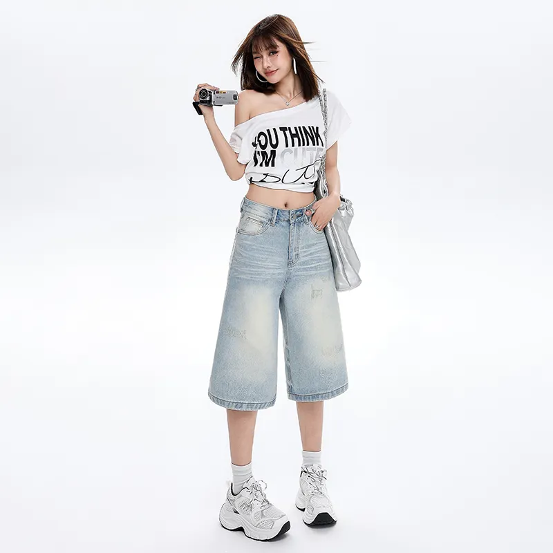 ZAZN Denim Shorts Women's Light Blue-3