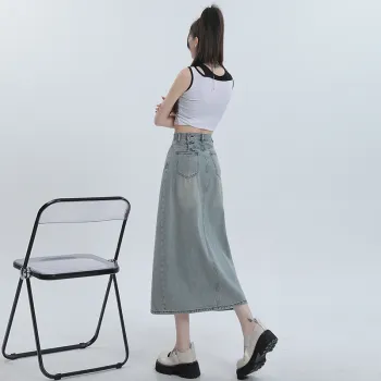 ZAZN Denim Long Skirts Women's Nostalgic Blue