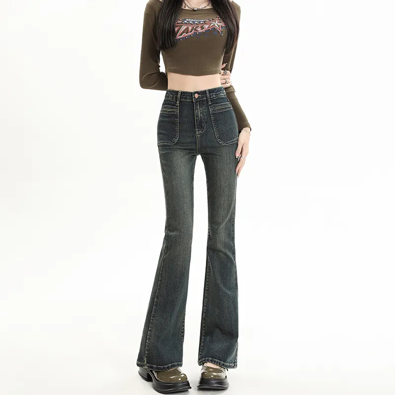 ZAZN Jeans Women's Washed Yellow Mud-5