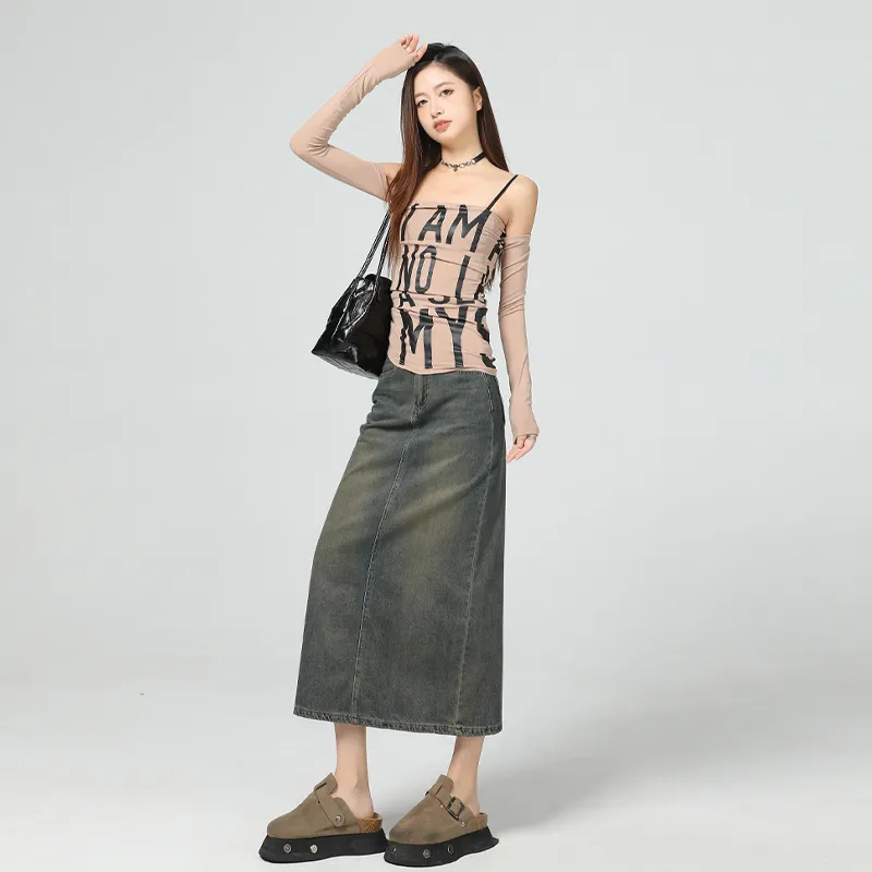 ZAZN Denim Long Skirts Women's-12