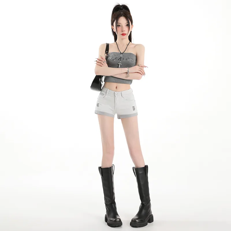 ZAZN Denim Shorts Women's Dark Blue-18