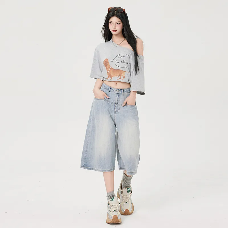 ZAZN Denim Shorts Women's Light Blue-4