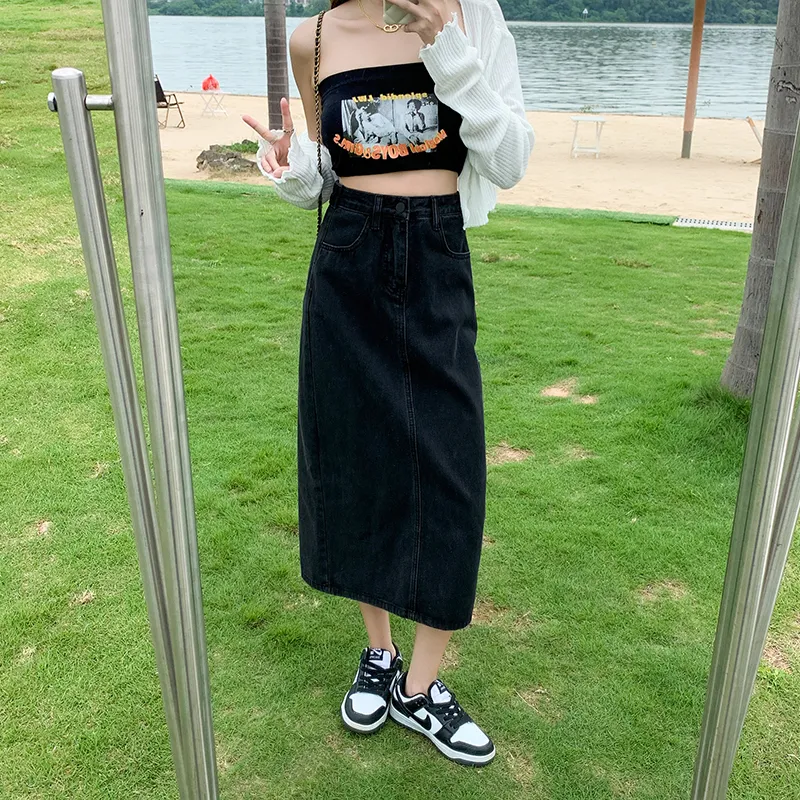 ZAZN Denim Long Skirts Women's-3